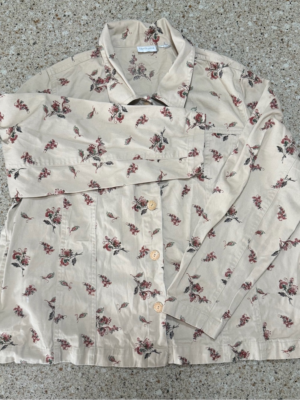 Marimekko Cream Jacket with Red-Pink Floral Print